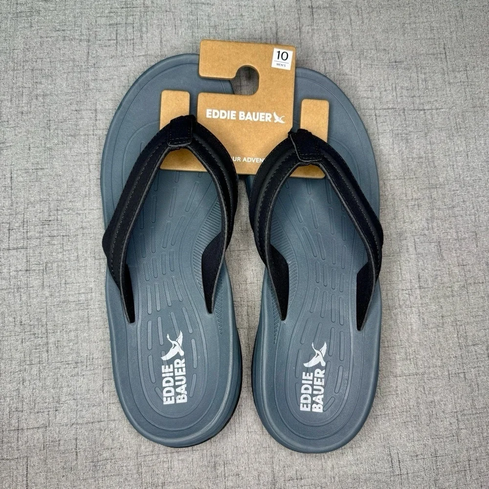Mens Break Point 2 Flip Flops Black Sandals Comfy Walking Summer 9 10 11 NWT